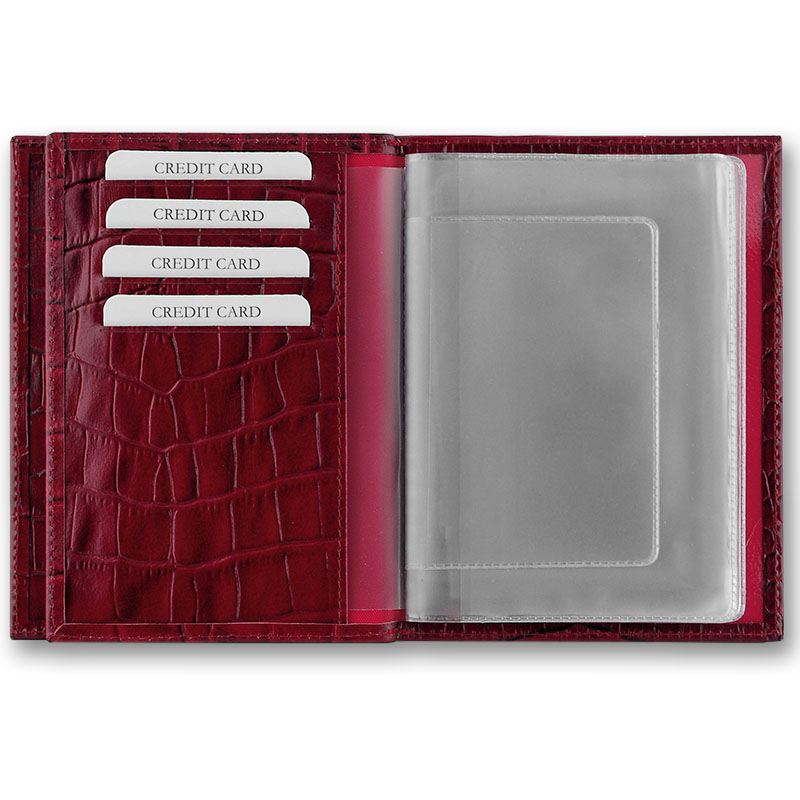Обложка для автодокументов и паспорта QOPER Drive cover red croco